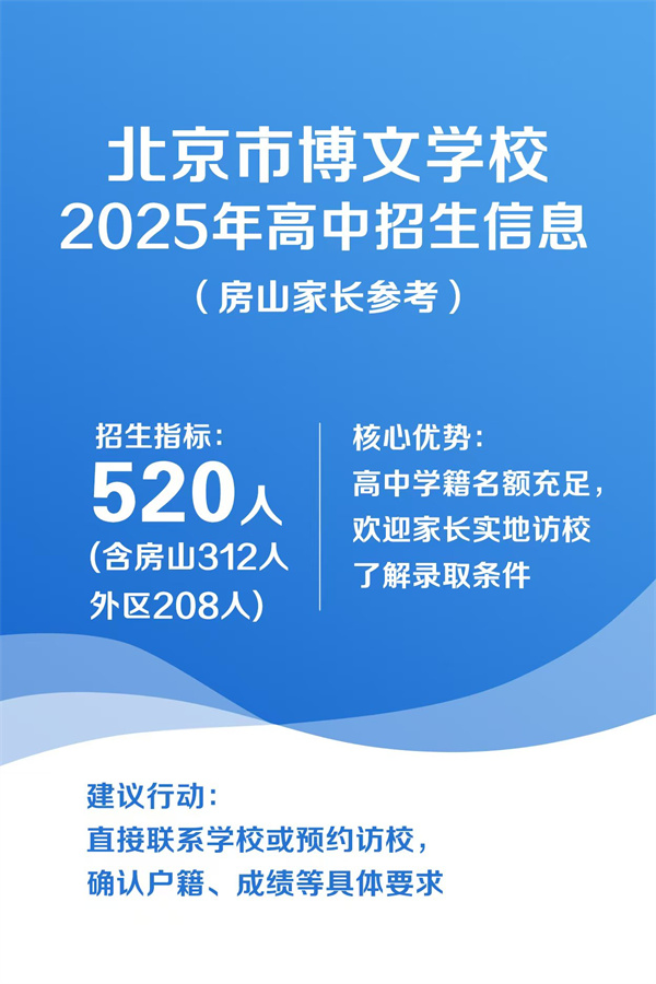北京市博文学校2025年高中招生信息（房山家长参考）